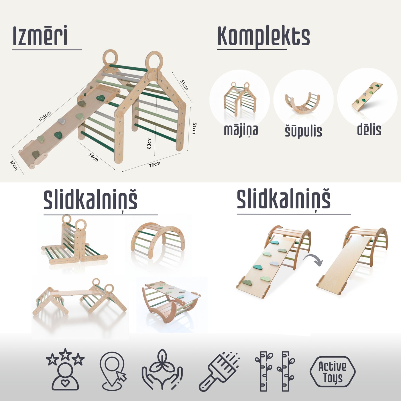 Atlaide - XL 3in1 Multi māja - zaļā krāsa