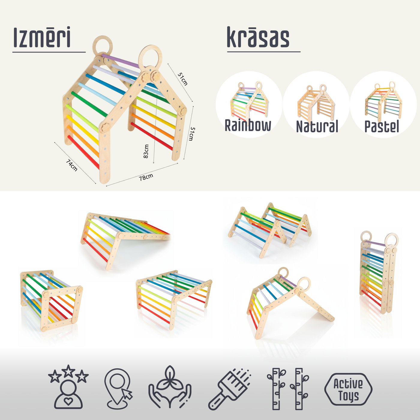 Atlaide - XL 2in1 Multi mājiņa + dēlis – maigie krāsu toņi